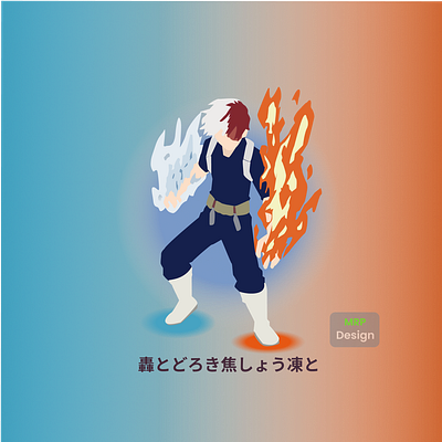 Todoroki Shoto 2d anime animeart artwork bokunohero figma fire flat designs flat illustration flatdesign shototodoroki todoroi water