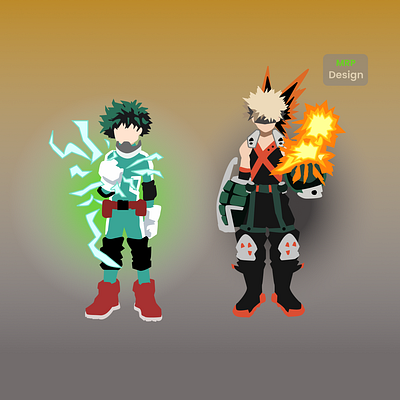 Bakugou X Deku anime animeart artwork bokunohero figma flat illustration flatdesign illustration