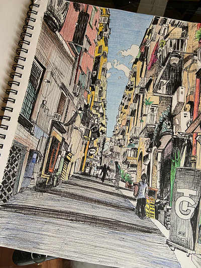 Italian Alley colored pencil colors illustration italy