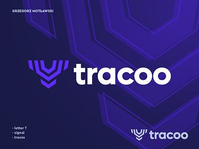 Tracoo logo design abstract brand identity branding icon iot letter t lettermark logo logo design logofolio logotype mark monogram signal symbol tech technology traces