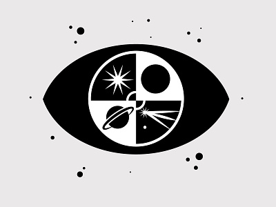Cosmic Beauty blackandwhite cosmo design emblems eye eyeball galaxy illustration planets posters shapes shootingstars space stars whatsnew