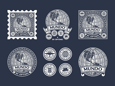 Optimo Mundo branding design engraving etching graphic design illustration illustrator line art logo optimo mundo peter voth design woodcut