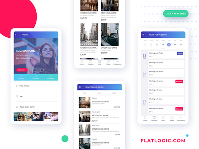 React Native Starter free admin template app dashboard design interface react react native trendy ui ux web