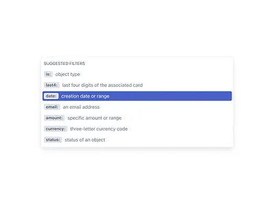 Suggested Filters - Stripe app app design design layout ui uiux ux web
