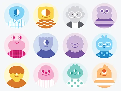 Invisible Network Avatars aliens avatar icons avatardesign avatars character design colorful design flat illustration illustration minimal monsters shapes vector