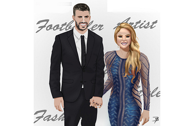 Pique and Shakira Portrait. digitalart drawing illustration pique portraits shakira