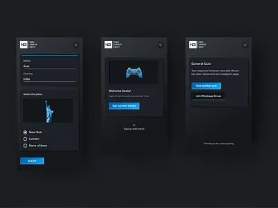Neumorphic Quiz Platform app blue dark theme dark ui flat form gradient minimal mordern neumorphic neumorphism quiz quiz app shadow ui ui design ux