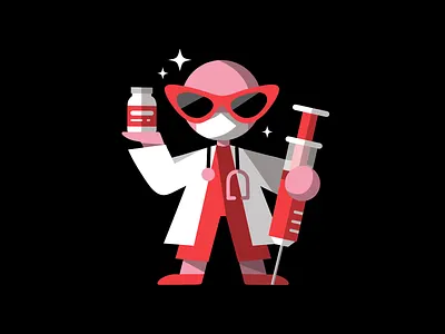 Dr. Bad B!tch bad bitch bitch character character design color scheme design doctor drawing graphic design health healthcare illustration medical shot sunglasses syringe vaccine