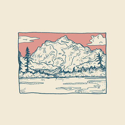 Mt Shuksan design hand drawn illustration