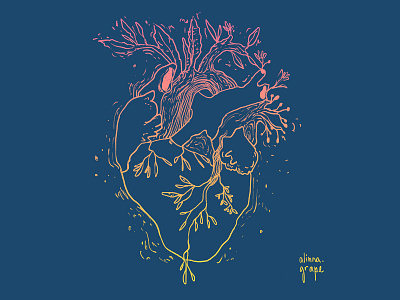 heart 2 anatomic art concept art creative design digitalart drawing heart illustration leaves lineart photoshop plants strawberry surreal