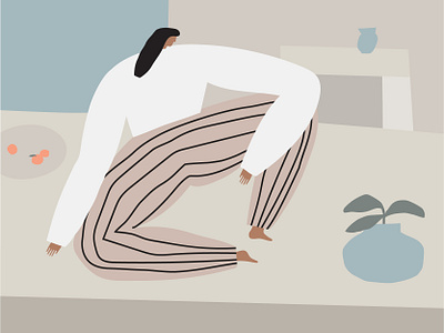 Home Body art art print calm figure illustration home home body illustration muted colors plants print