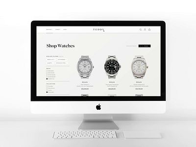Teddy Product Page & Cart Animation animation computer design ecommerce ecommerce shop mac product shopping cart ui ux watch web design website