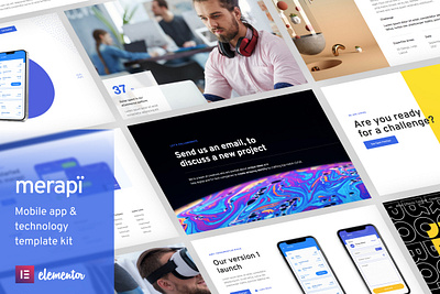 Mobile App & Technology Template Kit design elementor mobile app technology template ui ux website