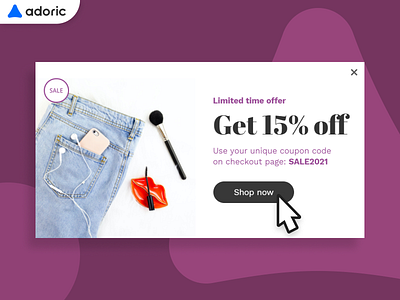 Minimal sale promotion popup example banner button design e commerce modal popover popup promotion sale shop template