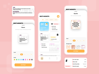 Widget app design app calendar design font new news quote reminder ui ux wallpaper weather widget