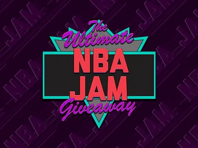 NBA JAM Giveaway Logo 16bit 90s basketball basketball logo boomshakalaka logo nba nba jam retro slam dunk sports video game video game art vintage