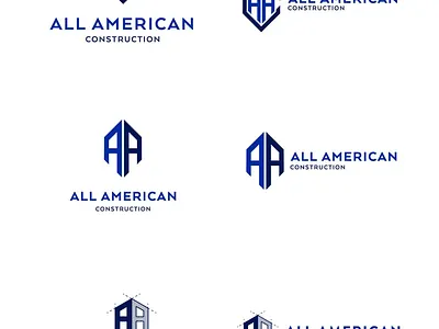 All American Construction logo art branding design graphic design icon illustration illustrator logo typography vector