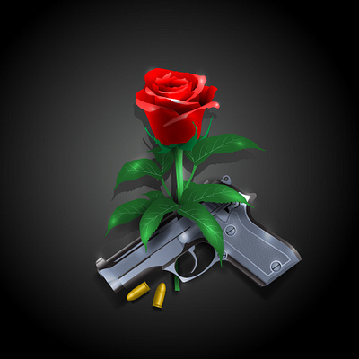 Gun n rose art design graphic design gun illustration rose vector