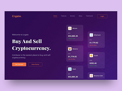 Crypto Landing Page bitcoin bitcoin exchange bitcoin services bitcoin wallet crypto crypto currency crypto exchange crypto wallet cryptocurrency landing page landing page design ui user experience user interface ux website design