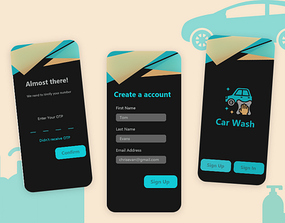 Car Wash App Dark Theme androidapp appdesign appdeveloper clean clone cloneapp dailyui mobileapp ondemand uber clone uxuidesign