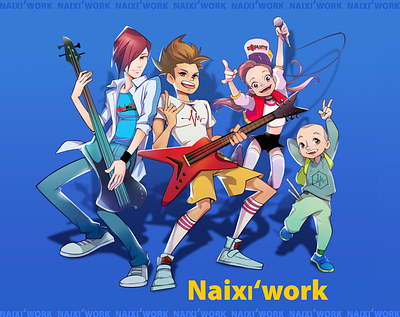 Teen Band character design poster