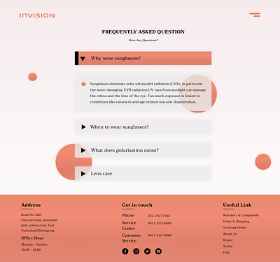 FAQ Page Design | Invision branding design faq faqpagedesign figma glassmorphism invision question sunglass uiux website webui