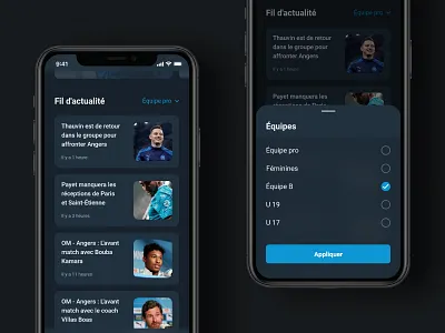 News - OM App Redesign Concept app app design articles dark theme filters football news redesign sports ui ui design uiux user interface ux uxdesign