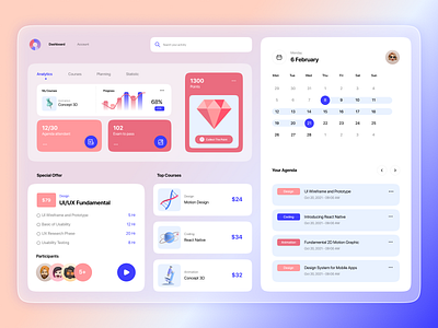 Online Courses Dashboard app calender dashboard dashboard app dashboard design dashboard ui design designer education online course product product design product designer ui ui design uiux ux ux desgin ux design ux designer