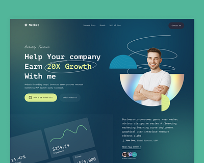 Growth marketer landing page ui 2021 trending design popular agency portfolio dashboard design glassmorphism google shourav growth growth marketing infography landingpage marketing mobile app product design startup business uxui webdesign