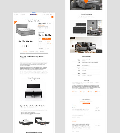 Product page for Bedrenaetter website / Magento 2 basovdesign bed bedroom bedroom design bedtime ecommerce ecommerce design interior magento 2 magento2 magento2ecommerce minimal orange product page product page design responsive shop store ui web