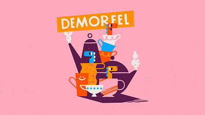 New demo options 🦕 color palette colors cups demo dino dinos dinosaur dinosaurs illustration intro reel tea teapot texture