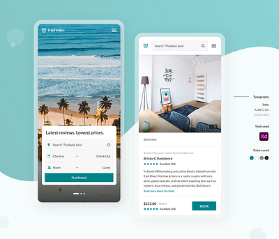Hotel Finding & Booking App app basic design design details page homepage minimal ui user experience user interface ux