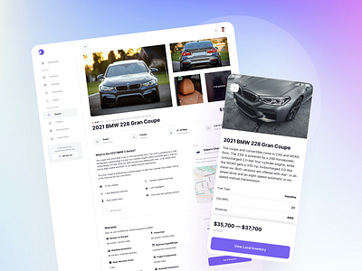 Car Model Description Page - Vehically UI kit admin app auction auto automobile car copart dashboard dealer dealership details landing model rent rental saas ui ui kit ux vehicle