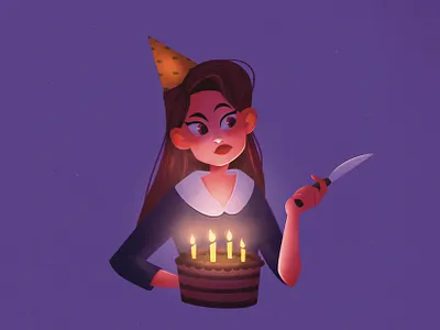 Birthday girl birthday cake character character design children book illustration color cute design emotional face girl illustration light lighting people illustration personage portrait procreate texture woman