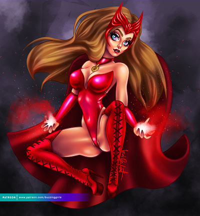 Scarlet Witch | Marvel artwork artworks digital girls illustration illustration art pinup girl scarletwitch sexy sexy girl wandavision witch