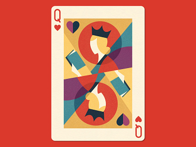 The Queen of Books book geometric heart illustration love minimalist playing card publishing queen queen of hearts reading woman