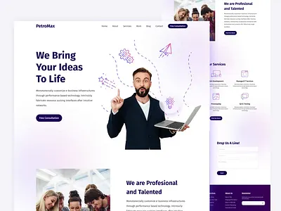 Petromax 🔥 | IT Developer Service Landing Exploration animation design developer it landing landing page landing page design landing pages landingpage purple tech ui ui design uidesign web design webdesign website website design