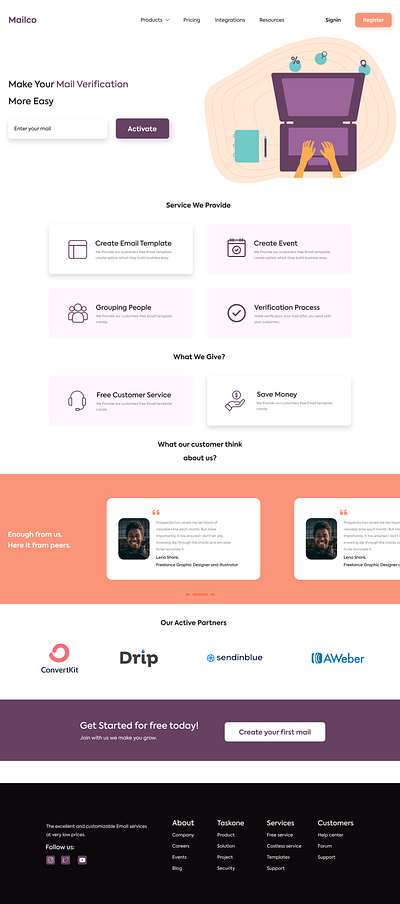 Mail Verification Landing Page illustration typography ui web