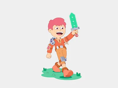 Knight 2d cartoon character characterdesign design flat illustration knight magic sword vector