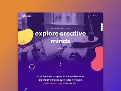 Homepage for Creative Business - Brook WordPress Theme agency branding business company creative design envato minimal modern multipurpose portfolio themeforest ui ux webdesign wordpress