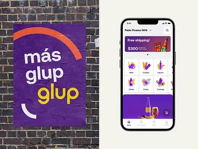 Glup Application Branding 3d advertising app app branding app design beer brand identity branding design graphic design heineken identity illustration interface mobile poster ui user experience user interface ux