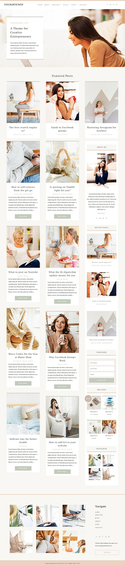 Enlightened Divi Child Theme blog business theme theme design web design website wordpress wordpress theme