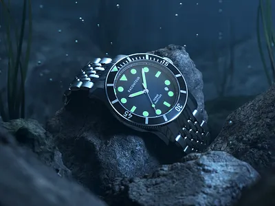 Raconteur Nautilus (3d) 3d animation bubbles c4d cinema4d metal raconteur redshift render watch water