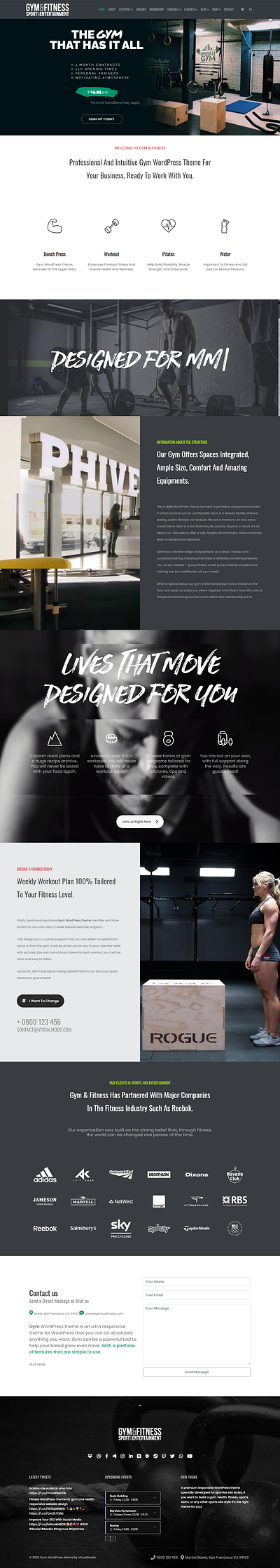 Gym and Fitness Center WordPress Theme blog business theme theme design web design website wordpress wordpress theme