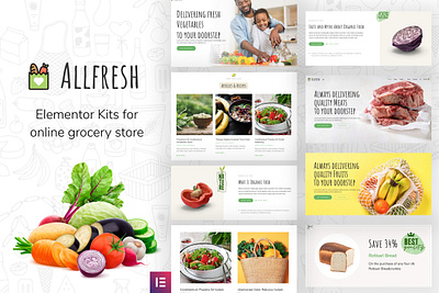 Grocery WooCommerce Template Kit design elementor grocery template ui ux website woocommerce