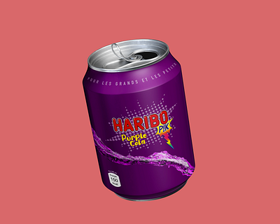 Haribo soda branding cola concept design design food haribo icon illustration logo purple soda soda can test