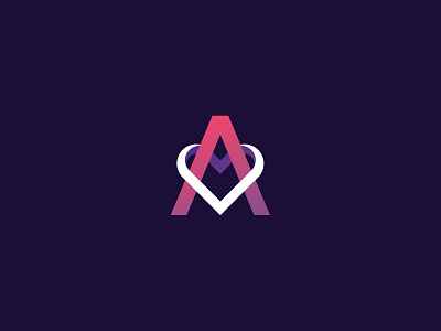 A Mark branding gradient heart heartlogo identity lettermark logo mark minimal symbol