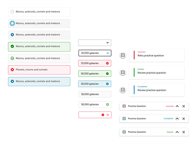 Question States & Complimentary UI productdesign questions quiz radio button radio select software design survey test question text field ui ux uxui visual language wireframe wireframes