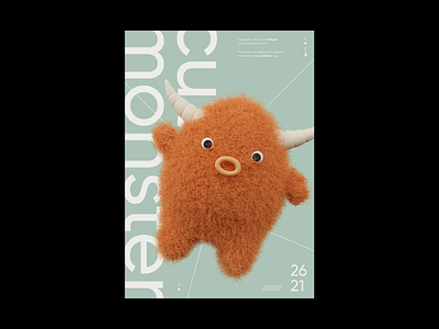Cute monster Poster 3d 3d modeling design graphic graphic design poster poster a day poster art poster design typogaphy