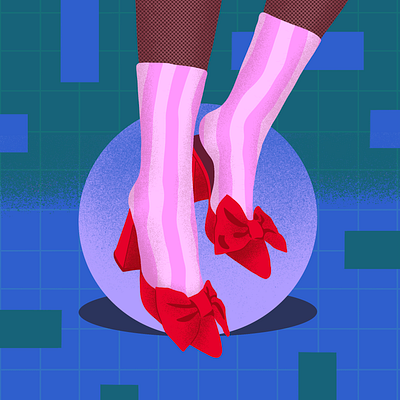 Dreamy Shoes I bow fashion geometric grid illustration procreate shoes socks stripes texture